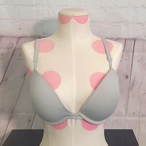 2017 Victoria's Secret Lightly Padded Plunge Teal Gray Bra Womens Size 36C